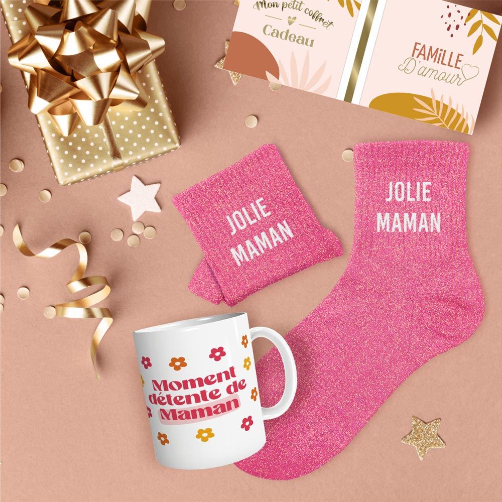 Coffret mug/chaussettes jolie maman