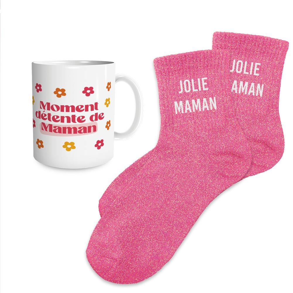 Coffret mug/chaussettes jolie maman
