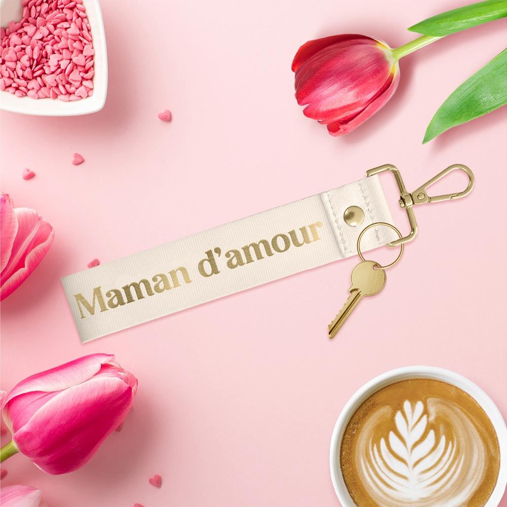 Porte cles laniere maman d amour