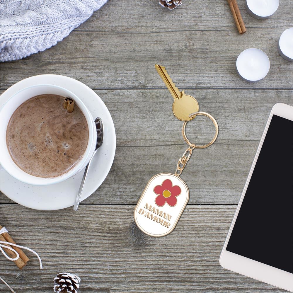 Porte cle metal maman d amour