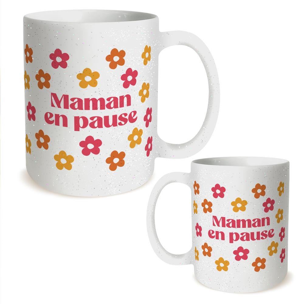 Mug a paillettes maman en pause

