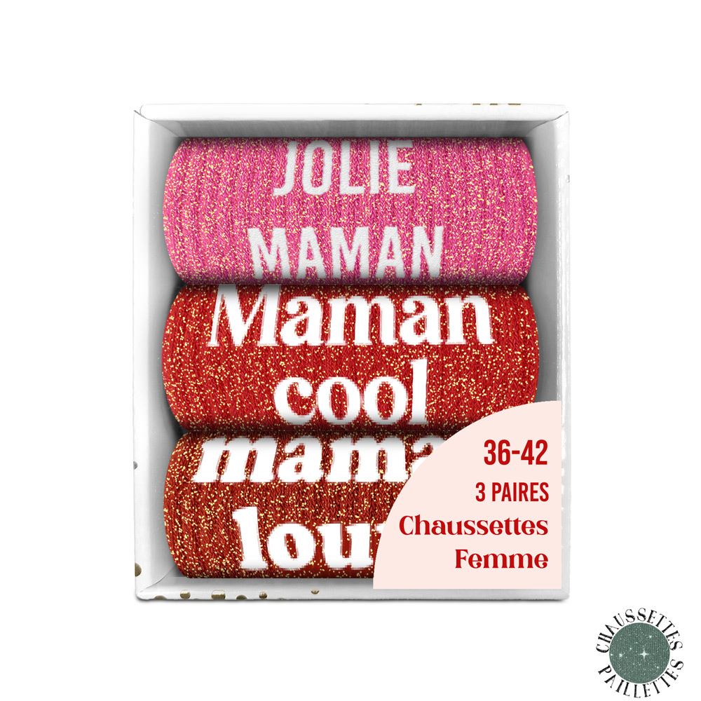 Coffret trio chaussettes paillettes maman