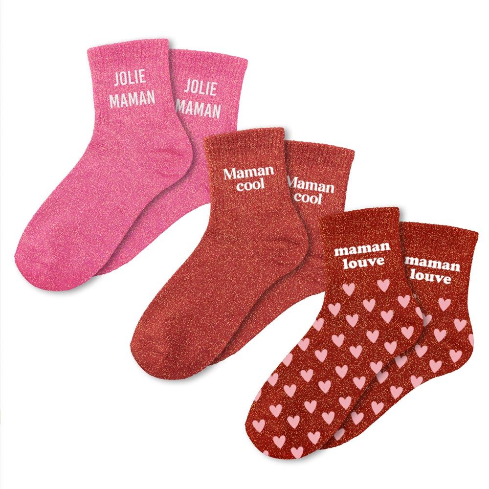 Coffret trio chaussettes paillettes maman