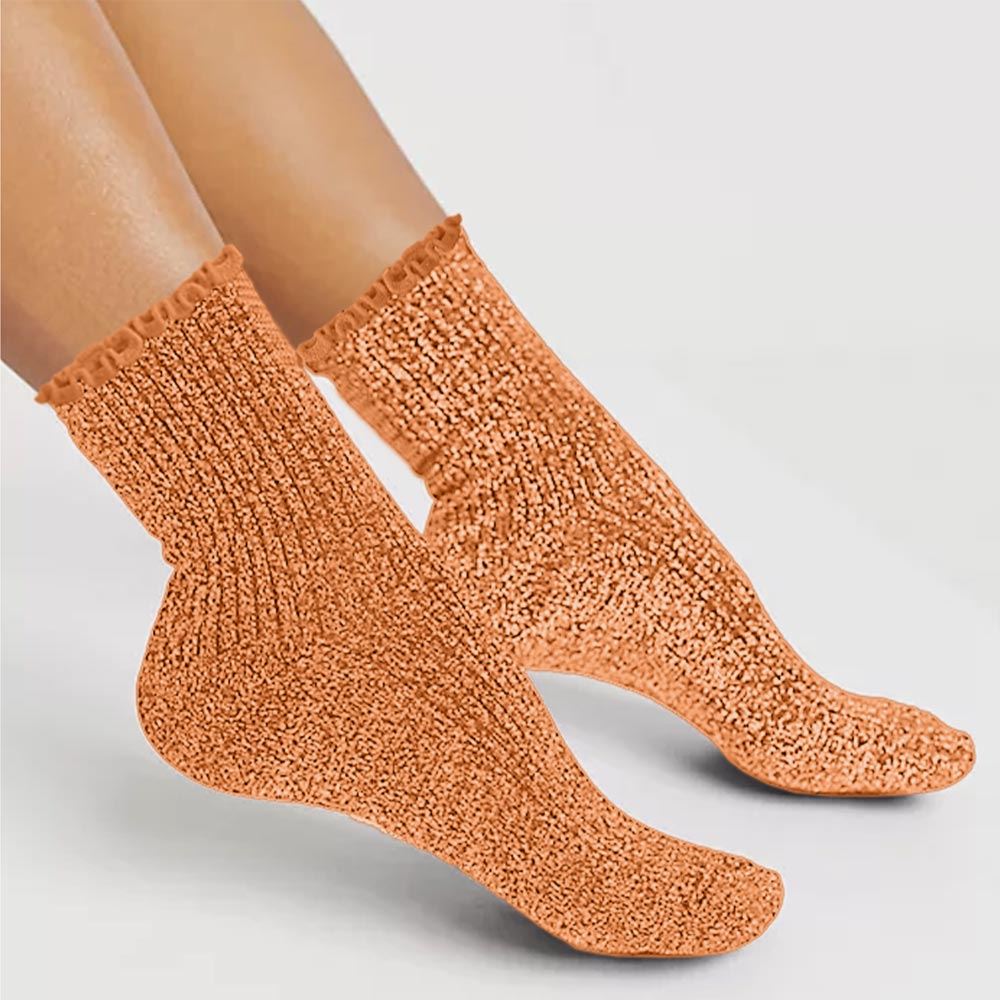 Chaussettes feston paillettes peche