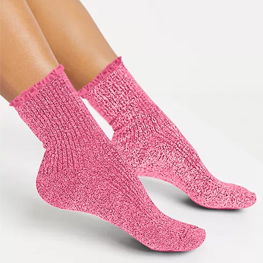 Chaussettes feston paillettes rose