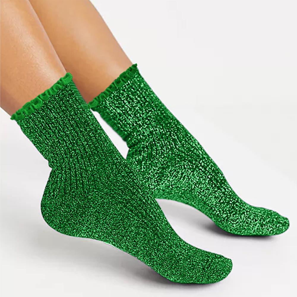 Chaussettes feston paillettes vert