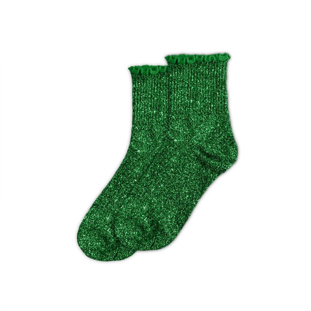 Chaussettes feston paillettes vert