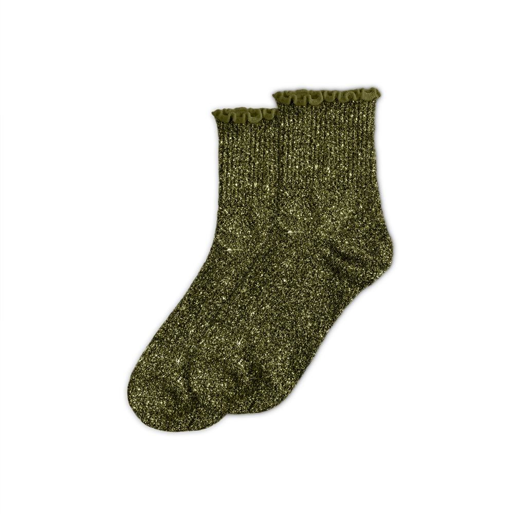 Chaussettes feston paillettes kaki
