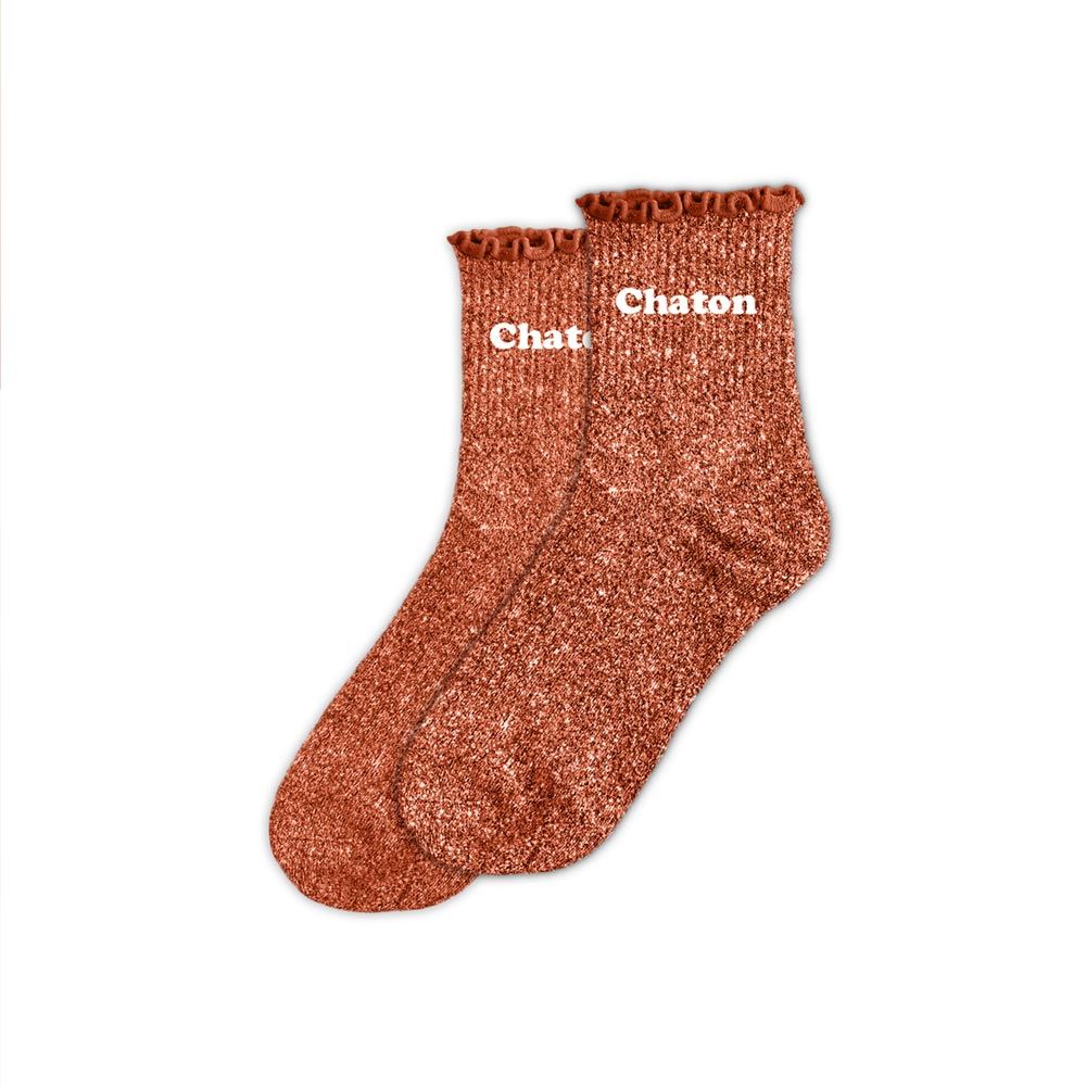 Chaussettes feston paillettes chaton