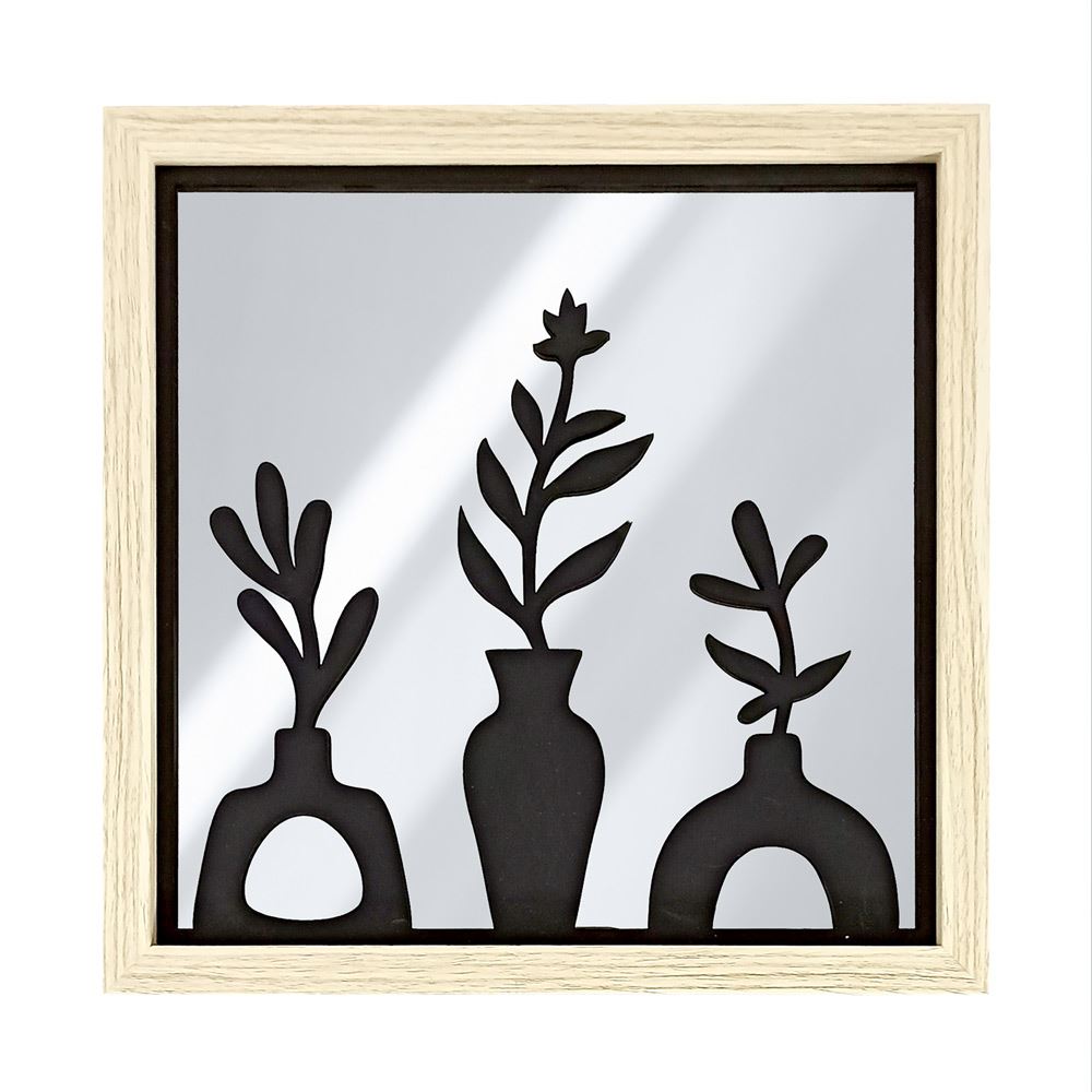 Miroir pots fleurs deco bois