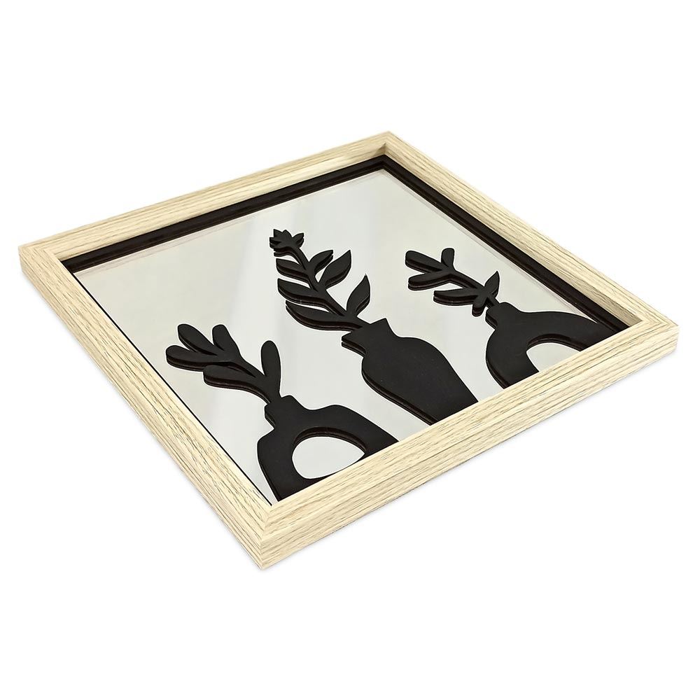Miroir pots fleurs deco bois