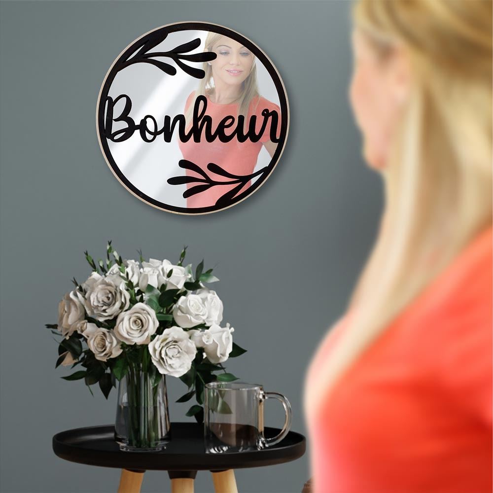 Miroir bonheur deco bois