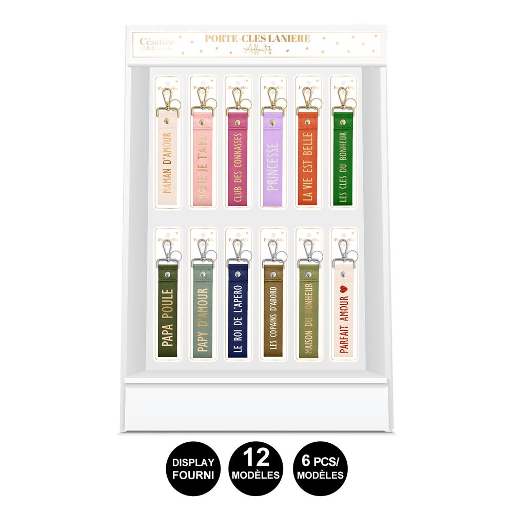 Display porte cles lanieres affectif 12mods /72pcs