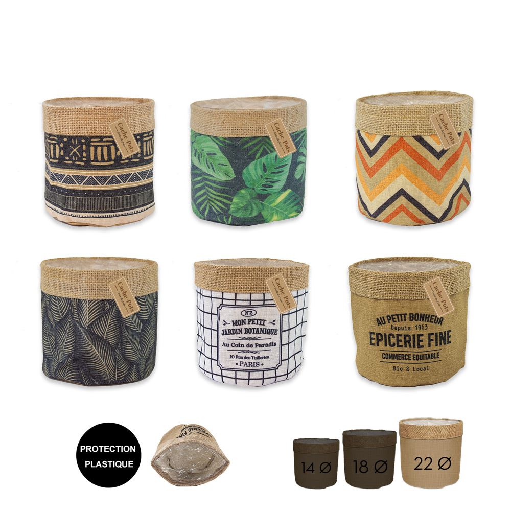 Cache pot jute gm 6mods /18pcs