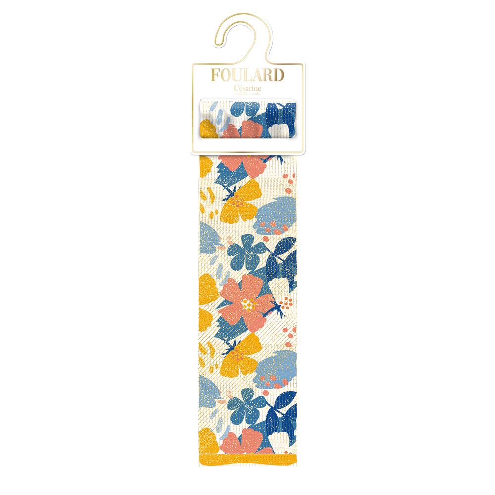 Foulard/pareo fleurs a paillettes