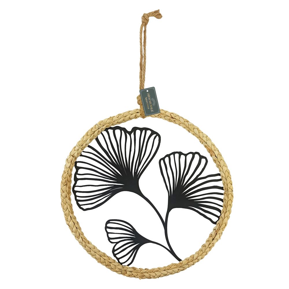 Deco murale rond ginkgo