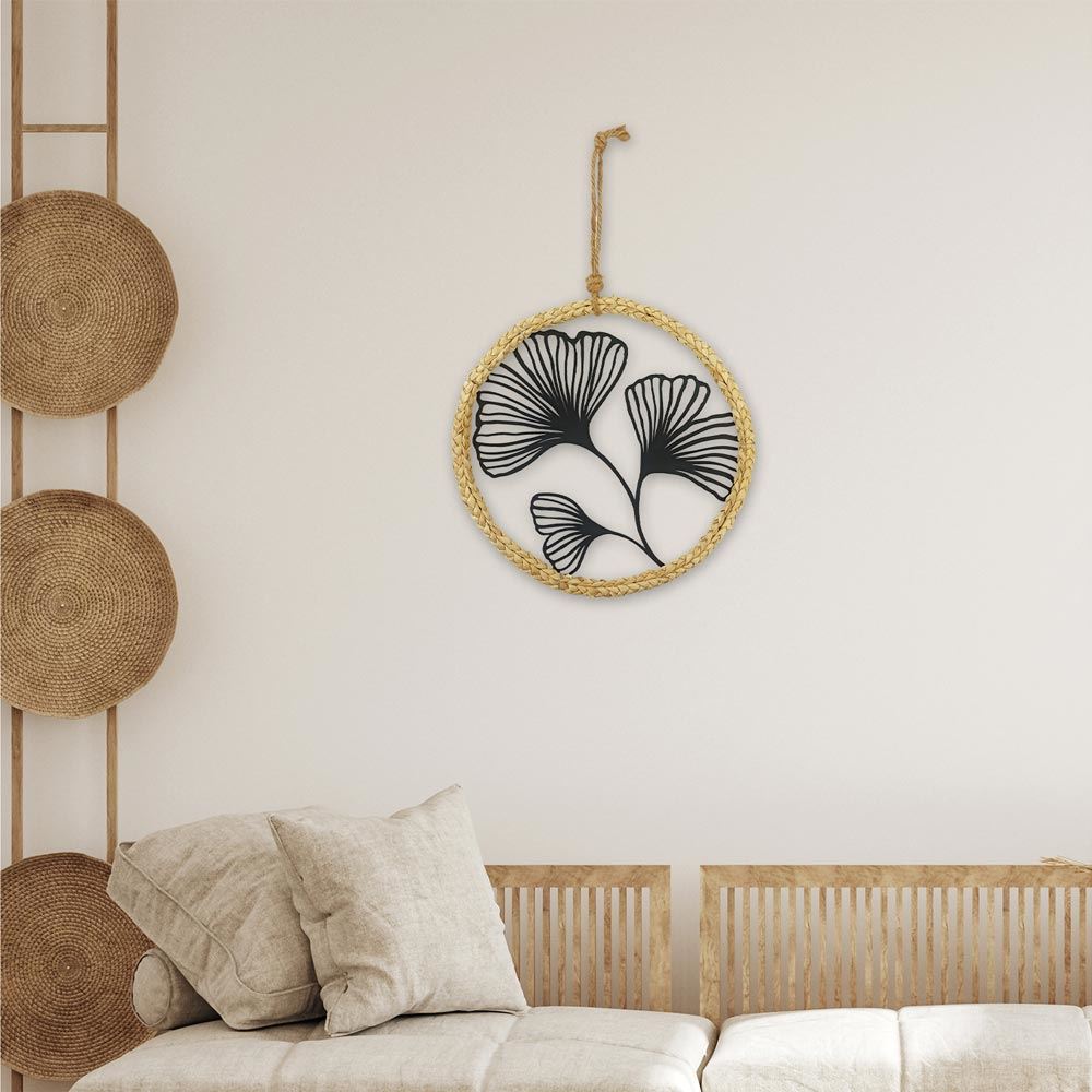 Deco murale rond ginkgo