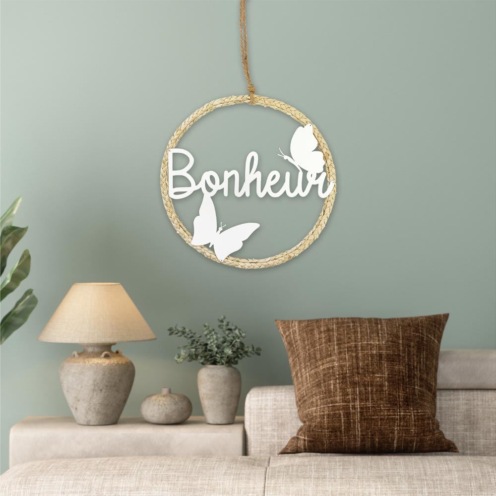 Deco murale rond bonheur