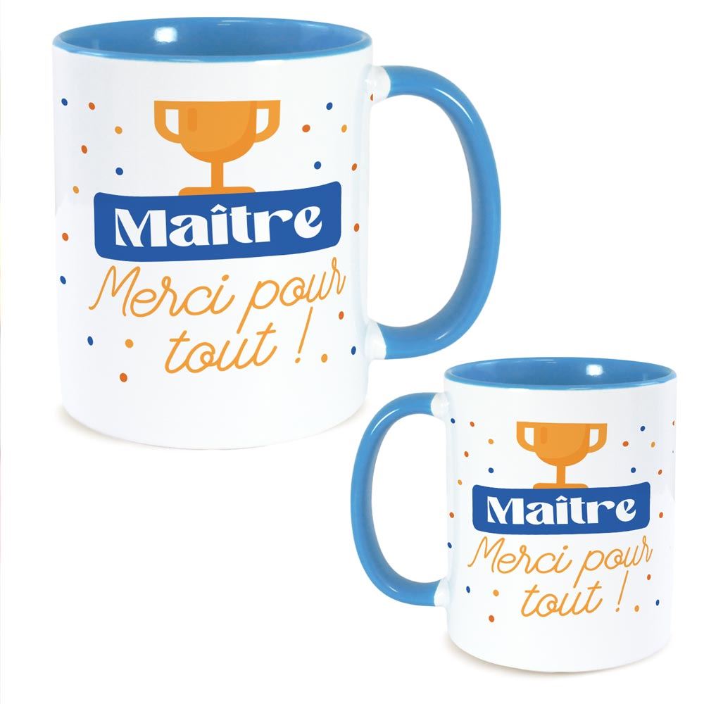 Mug bleu maitre merci