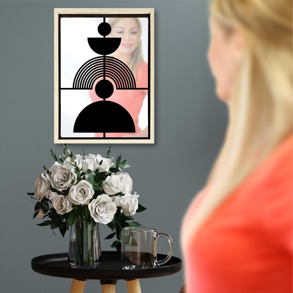 Miroir japandi abstrait deco bois
