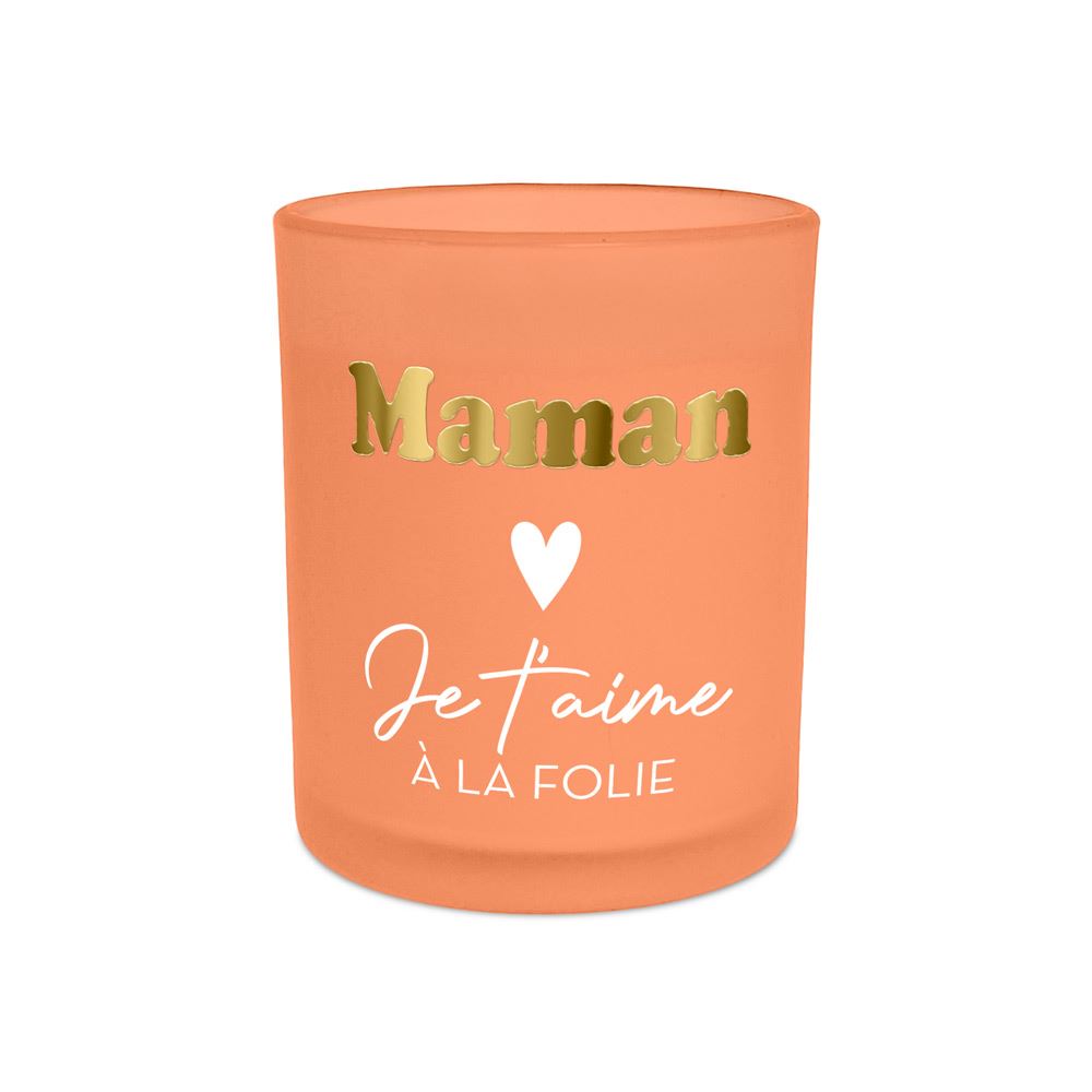 Bougie affective orange maman je taime a la folie