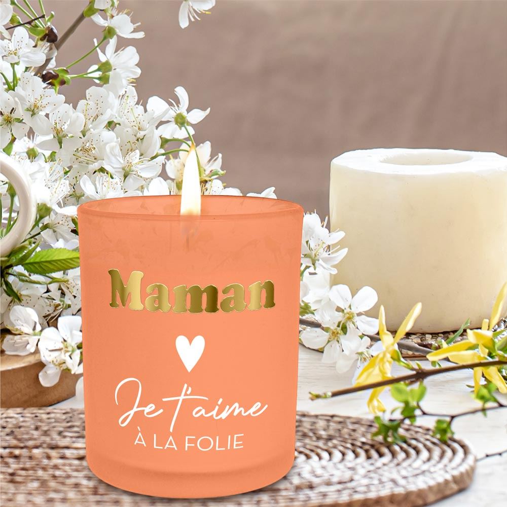 Bougie affective orange maman je taime a la folie