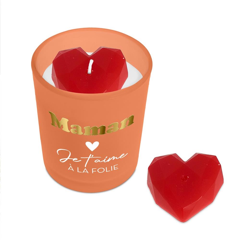Bougie affective orange maman je taime a la folie