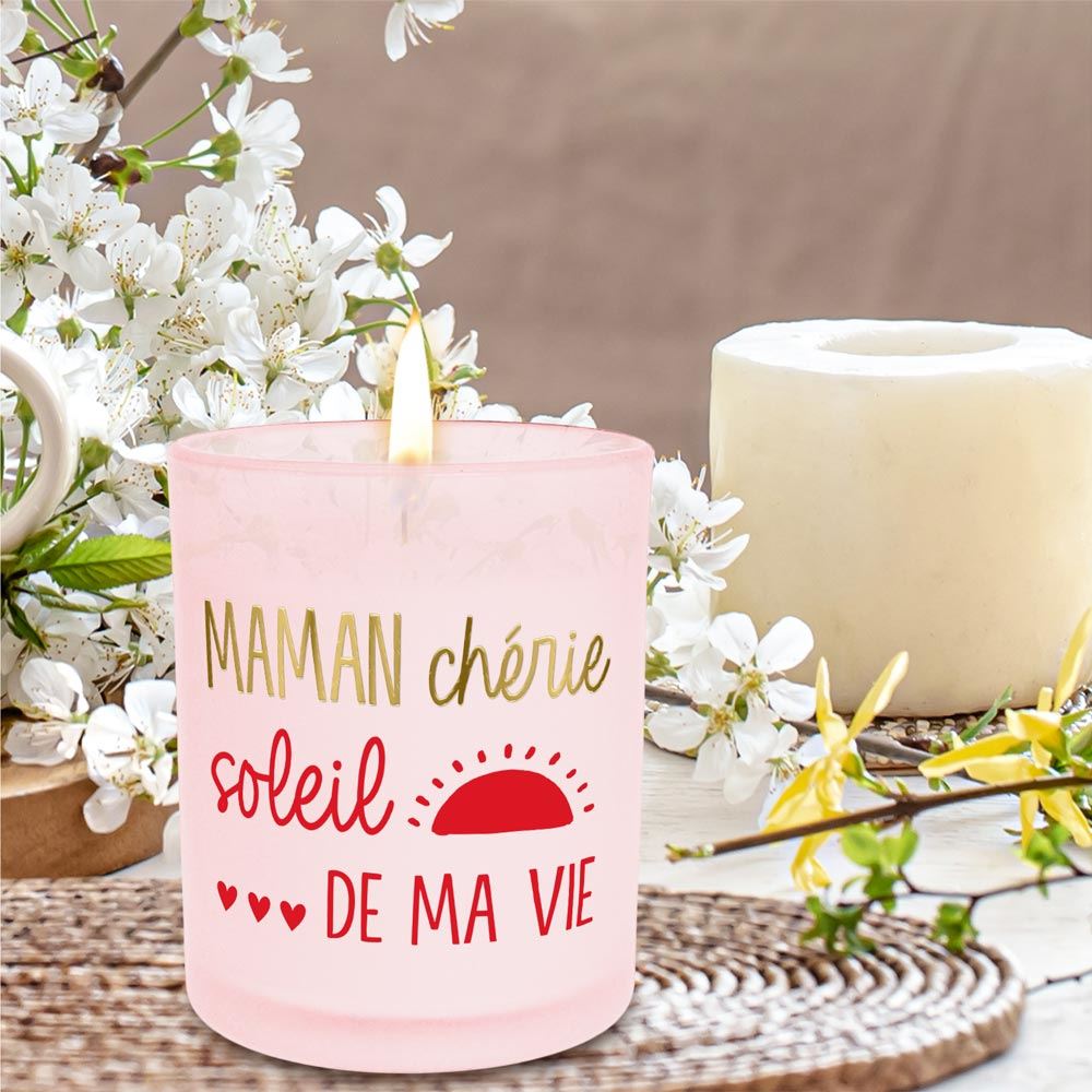 Bougie affective rose maman cherie soleil de ma vie