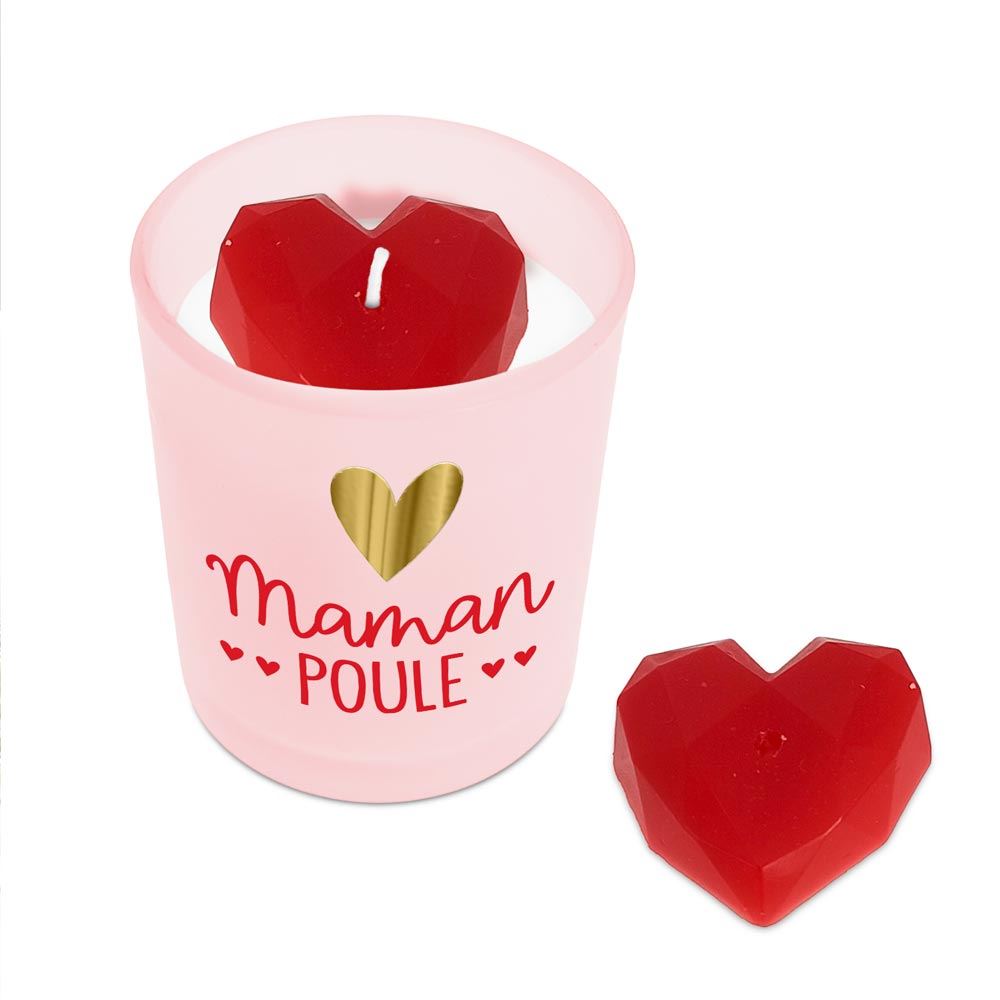 Bougie affective rose maman poule