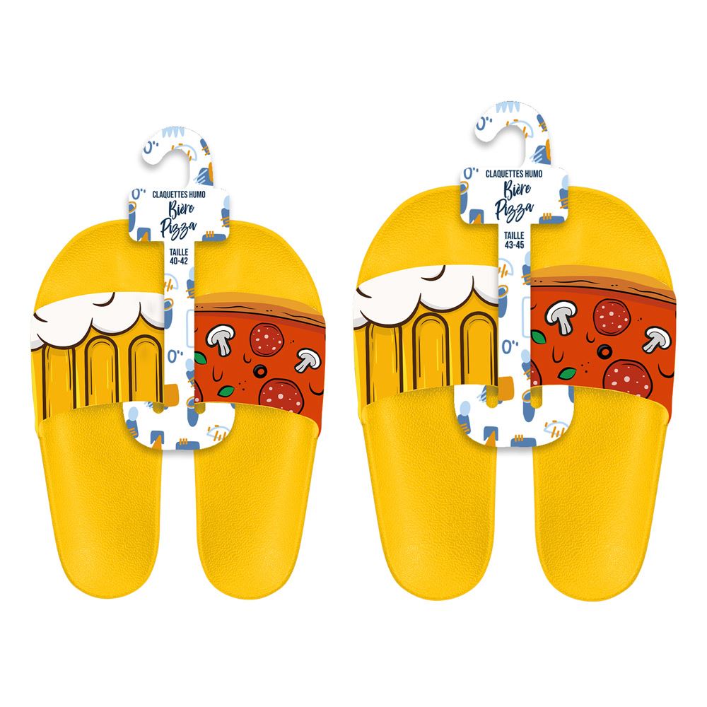 Claquettes duo biere/pizza t40-42/43-45