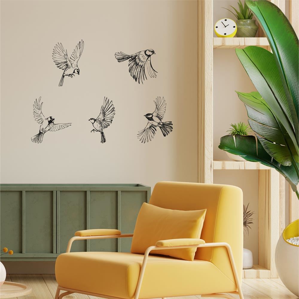 Sticker hirondelles noir/blanc 20x70
