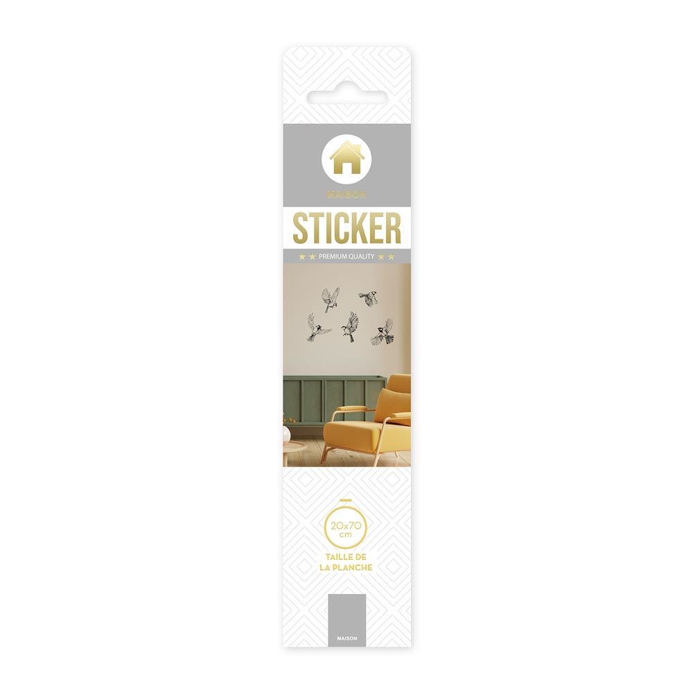 Sticker hirondelles noir/blanc 20x70
