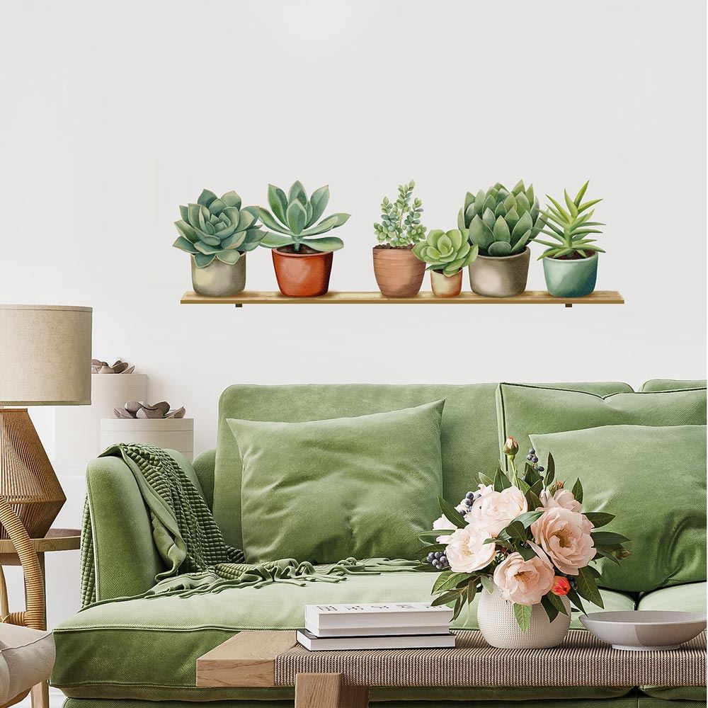 Sticker pots plantes aquarelle 20x70
