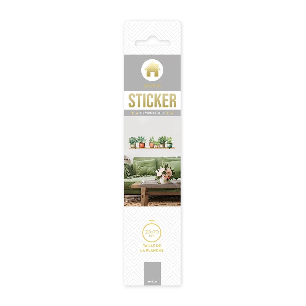 Sticker pots plantes aquarelle 20x70
