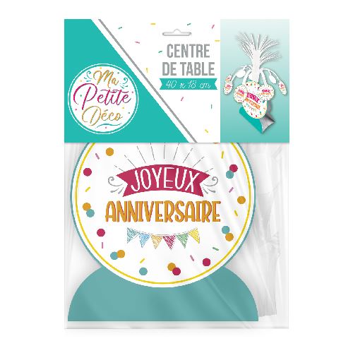 Duo déco de table « Joyeux Anniversaire » – Confettis Party – Cideal