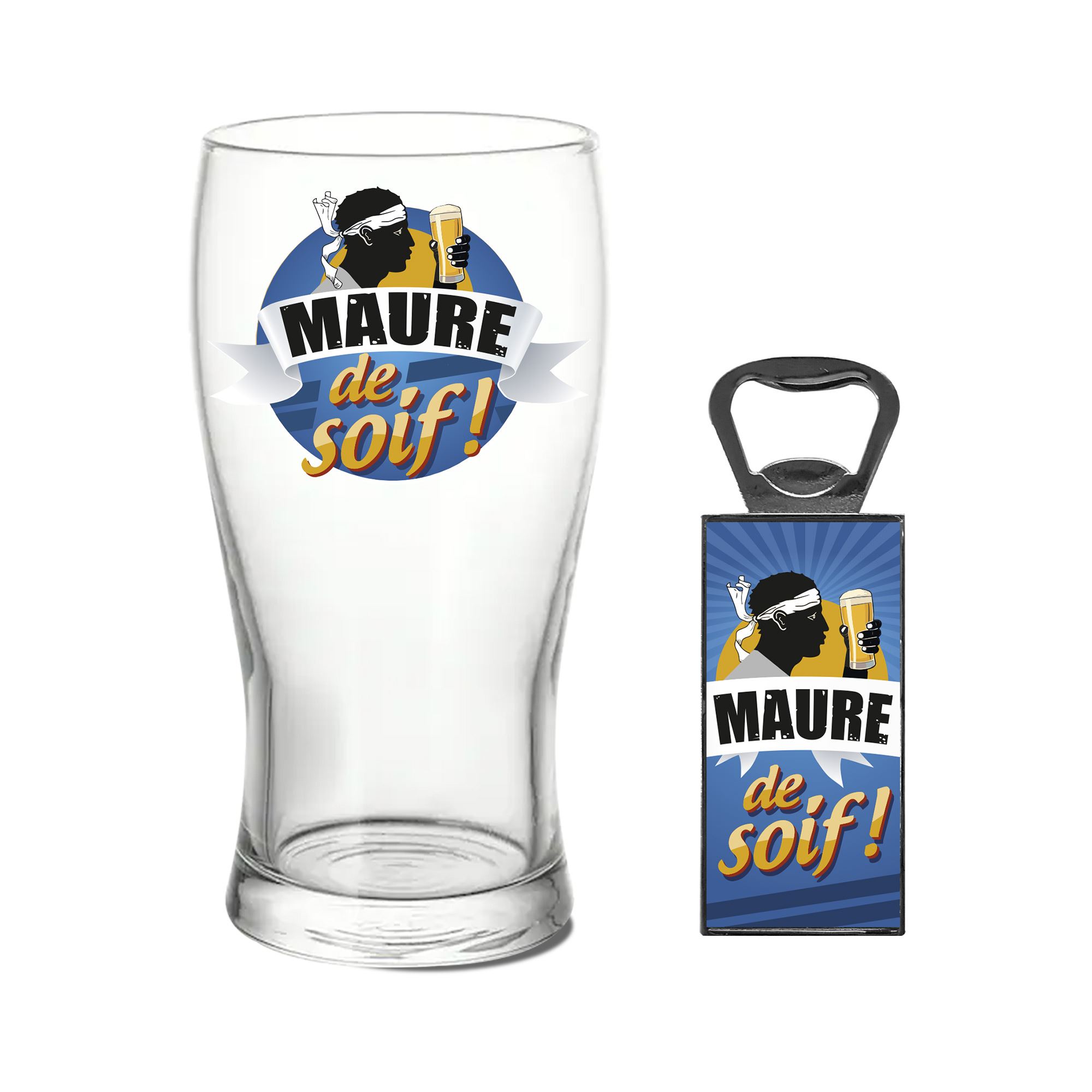 Coffret verre biere "maure de soif"