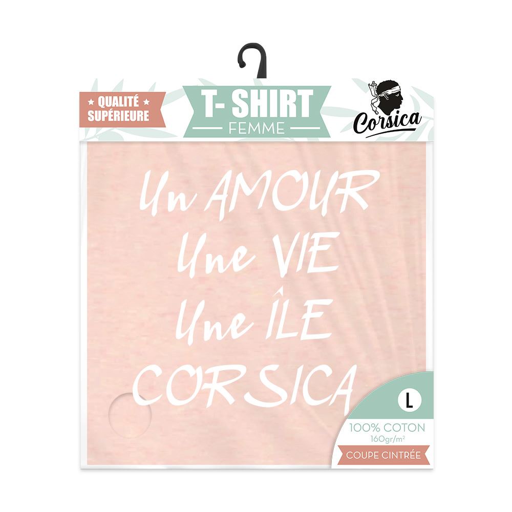 T shirt corsica rose "amour" l