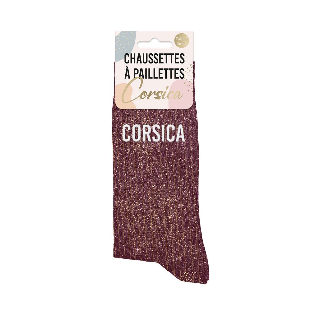 Chaussettes paillettes corsica prune