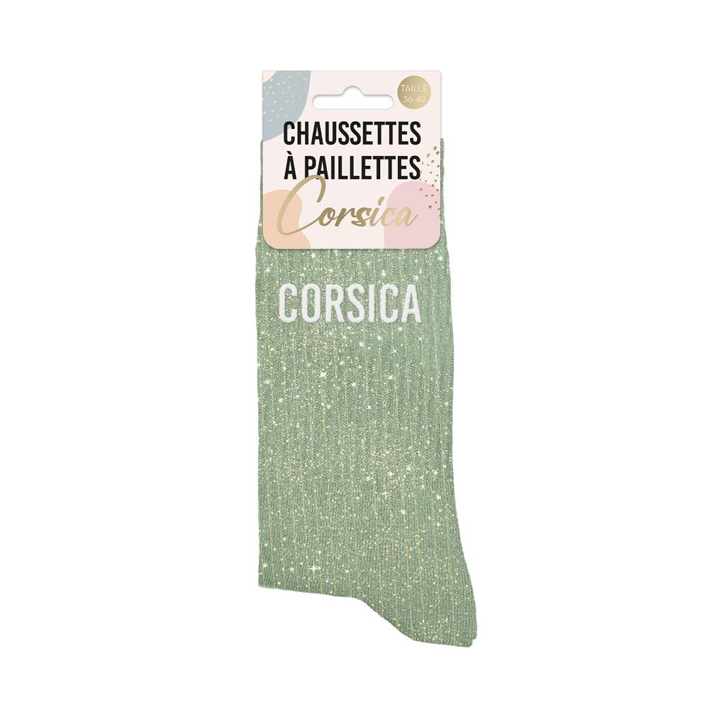 Chaussettes paillettes corsica sauge