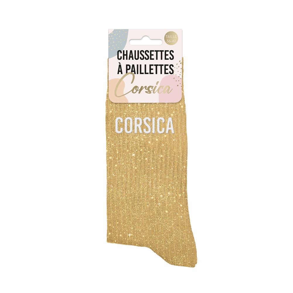 Chaussettes paillettes corsica or