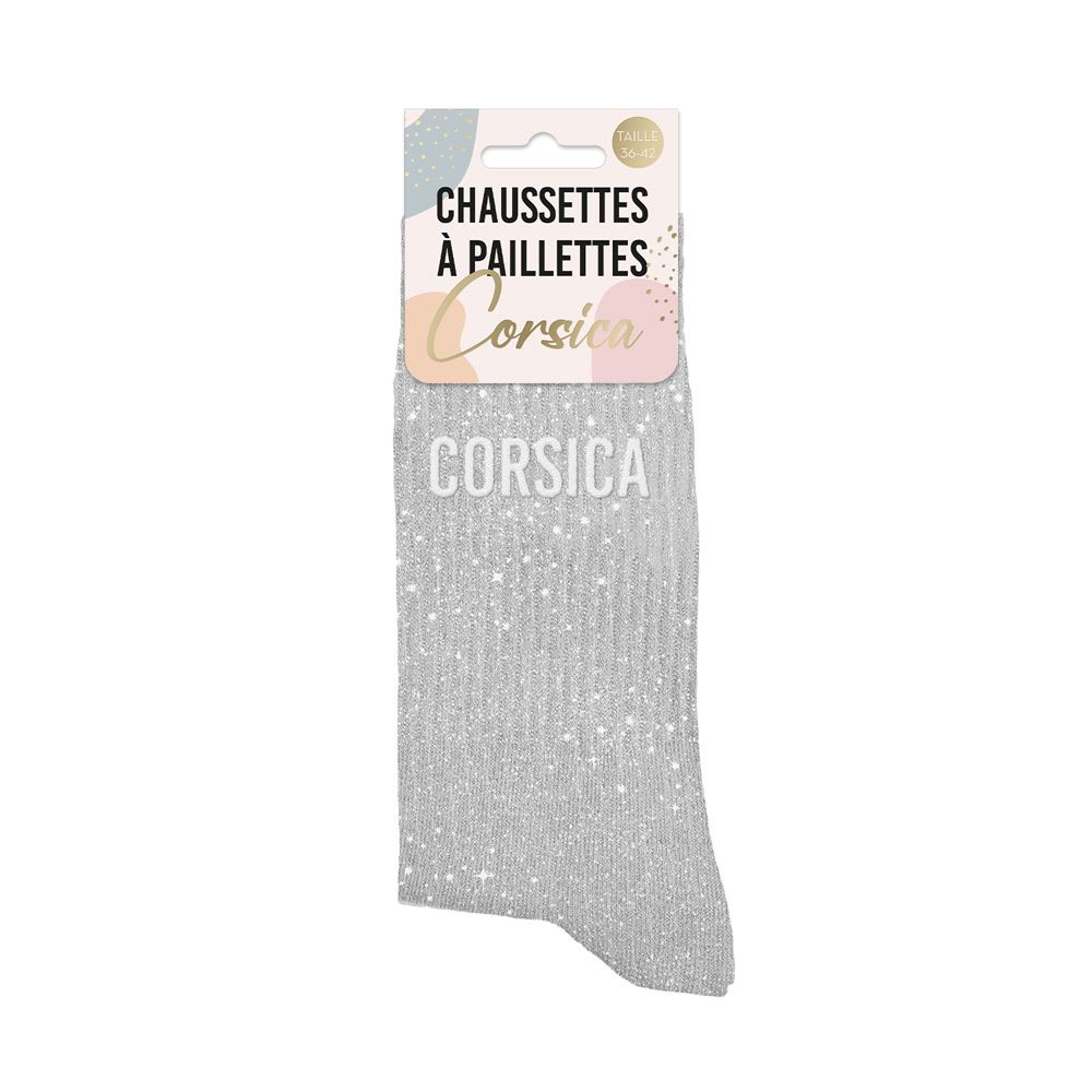 Chaussettes paillettes corsica gris clair