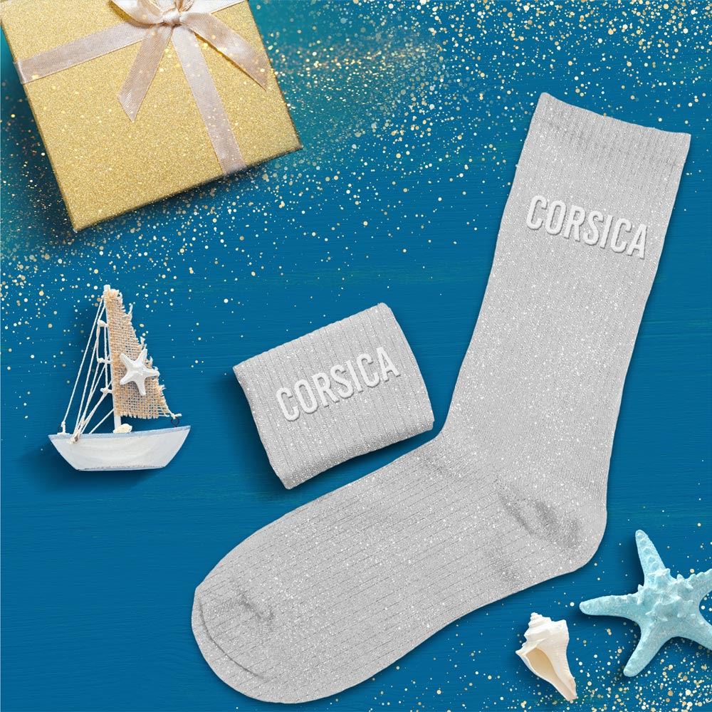 Chaussettes paillettes corsica gris clair
