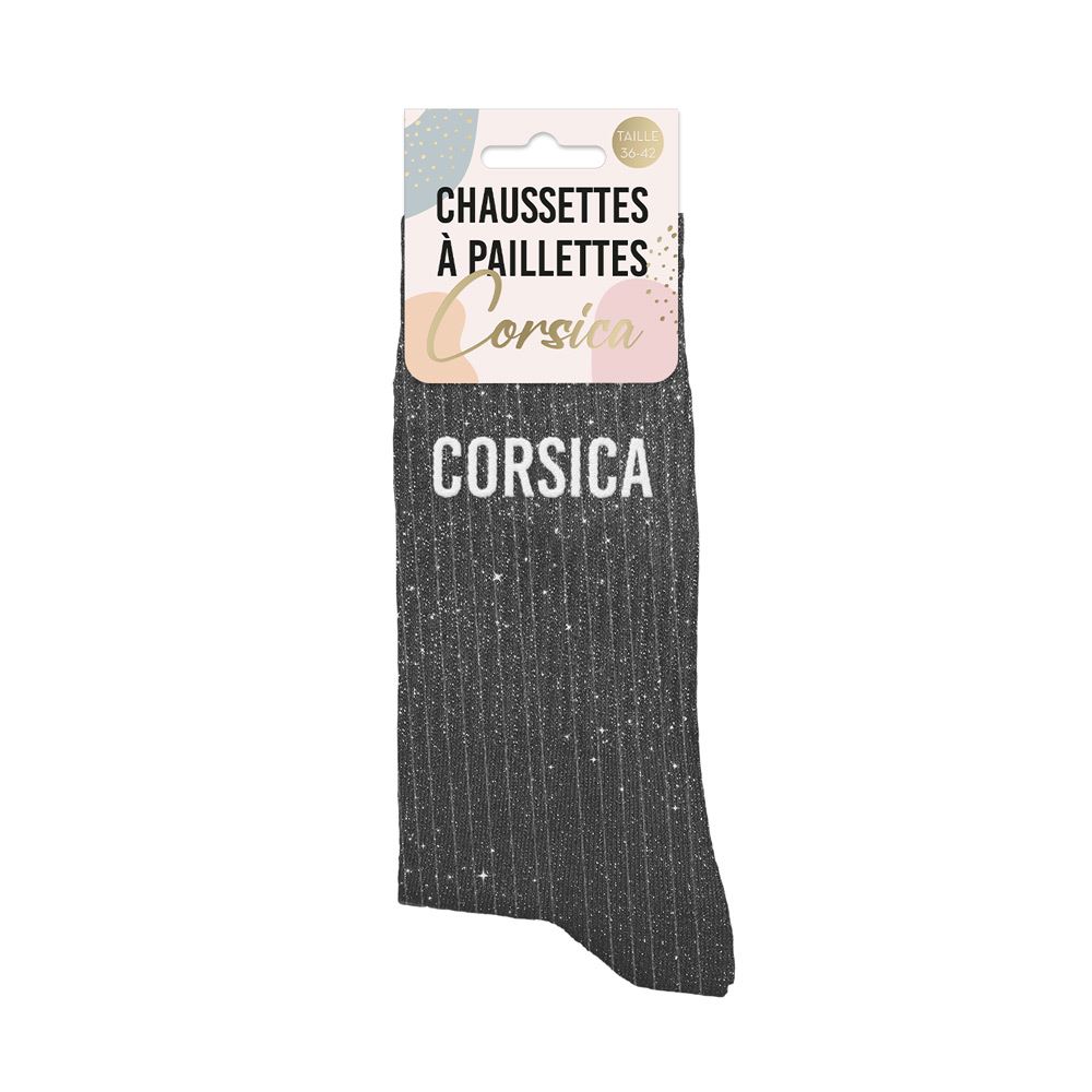 Chaussettes paillettes corsica gris fonce